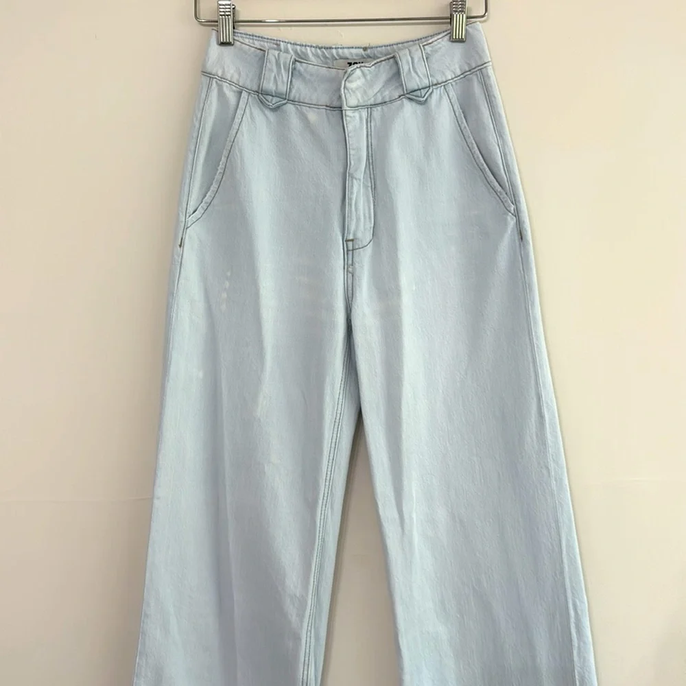 FREE PEOPLE by ZGY Denim ZEEGEEWHY‎ Light Blue Flare Jeans